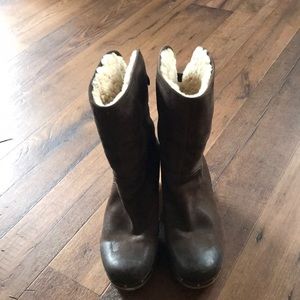 Ugg suede & fur-lined boots